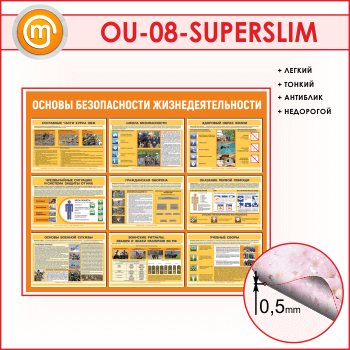 Стенд «Основы безопасности жизнедеятельности» (OU-08-SUPERSLIM)