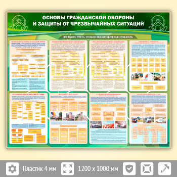 Стенд «Основы гражданской обороны и защиты от чрезвычайных ситуаций» (GO-04-GOLD)