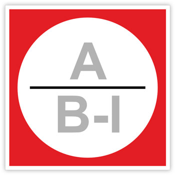 Знак «Категория помещения, класс зоны помещения», B05.3 (светоотражающая пленка, 200х200 мм)