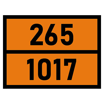 Табличка «Опасный груз 265-1017», Хлор (светоотражающий металл с рельефом, 400х300 мм)